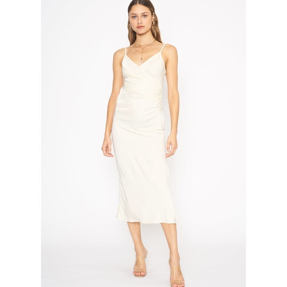 4 Sienna Jessika Satiny Midi Dress Ivory Size Small